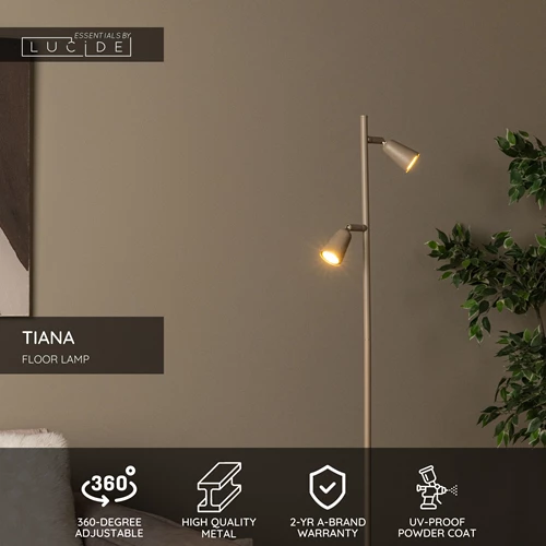 Lucide TIANA - Floor lamp - 2xGU10 - Taupe | Essential - USP